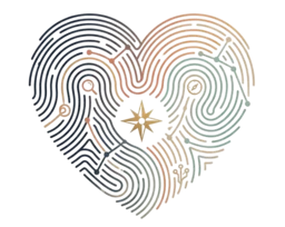 BondPrint — a heart made of two interwoven fingerprints
